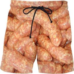 Fashion sausage party food all print men's shorts neutral street style Elastic Waist Shorts summer beach shorts 210324