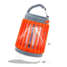 3-in-1 Mosquito Zappers USB/Solar 500lm 4 Modes Adjustable Camping Light Electric Killer Lamp Outdoor Travel - Orange B