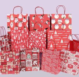 Large Christmas Party Gift Kraft Paper Bags Creative red Cute Cartoon Xmas Packaging Tote Bag Festival Gifts Packaging-bag SN3043