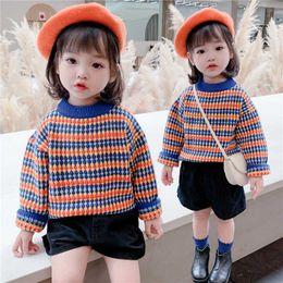Girls Sweater Baby's Coat Outwear 2021 New Arrive Thicken Plus Velvet Warm Winter Autumn Knitting Christmas Children's Clothing Y1024