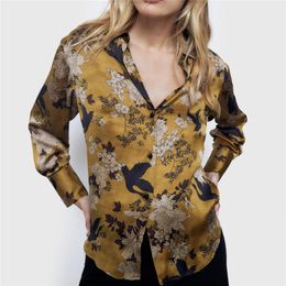BLSQR Vintage floral print blouse women Casual long sleeve female top shirt lapel streetwear office ladies 210430