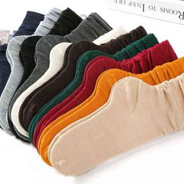 Women's Long Socks Calf Length Knee Length Socks College Style Bright Colours Solid Colour Socks Pure Cotton Y1119