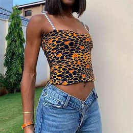 Ladies Sexy Leopard Print All-match Vest Pearl Strap Backless Hollow Out Slim Women's Fashion Streetwear Tops Spring Summer 210517