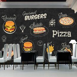 Custom 3D Photo Wallpaper Burger Pizza Fast Food Dessert Shop Cafe Restaurant Background Wall Decor Mural Papel De Paredegood quatity