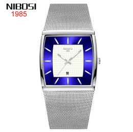 Nibosi Business Casual Style Students cwp Watch Calendar Quartz Mens Watches Stainless Steel Mesh Strap Wristwatches