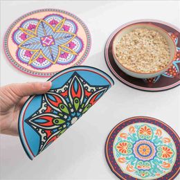 Silicone Food Mat Heat-resistant Pads Round Heat Insulation Dining Tableware Table Coasters Bowl Cup Coaster Kitchen Accessorie CX220117