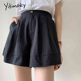high waist shorts women plus size 5XL black white short Cotton Straight Solid fashion korean wide leg summer 210722