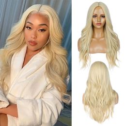 European and American fashion long wave curly light gold wig set manufacturers spot wholesale