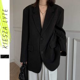 Stylish Black Blazer Boyfriend Style Korean Casual All-Match Brief s Mujer Oversized Feminino 210608