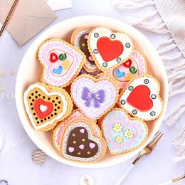 20Pcs Mixed Heart Shape Simulation Candy Biscuits Resin Components Flatback Cabochons Scrapbooking Craft DIY Accessories