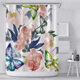 Shower Curtains Nordic Fresh Flower Creative Waterproof For Bathroom Fabric Large Wide Cover With12 Hooks