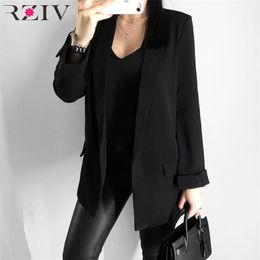 RZIV women's blazer suit jacket coat casual solid Colour single button OL 211019