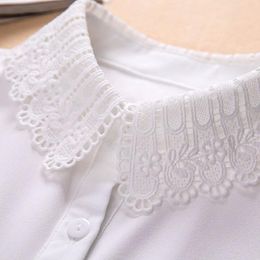detachable lace collars UK - Bow Ties Adult Chiffon Floral Lace Fake Collar For Women Lapel Button Down Detachable Half Shirt False Collars Girls Nep Kraagie