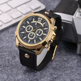 Fashion Brand Watches Men Big Dial Style Leather Strap Quartz Wrist Watch DZ01272p