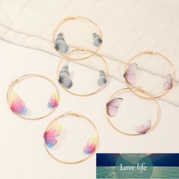 DW New Arrival Beautiful Bouble Butterfly Earrings Girls Multicolor Big Round Circle Gold Hoop Earrings Jewelry For Women Factory price expert design Quality