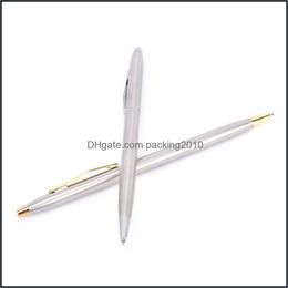 Pens Writing Supplies Office School & Industrial1Pc Stainless Steel Rods Rotating Metal Ballpoint Pen Business All-Steel Gold Folder Gift St