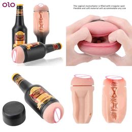 NXY Sex Masturbators Olo Soft Ora Pussy Real Vagina Toys for Men Gift Manual Male Masturbator Erotic Adult Toy Portable Beer Bottle 220127