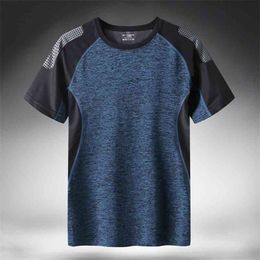 Quick Dry Sport T Shirt Men Short Sleeves Summer Casual Cotton Plus Asian Size M-5XL 6XL 7XL Top Tees GYM Tshirt Clothes 210629