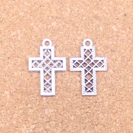 158pcs Antique Silver Bronze Plated hollow grid cross Charms Pendant DIY Necklace Bracelet Bangle Findings 24*16mm