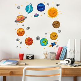 Karikatür Evren Gezegen Duvar Sticker Çocuk Odaları Çalışma Odaları Yatak Odası Süslemeleri Duvar Kağıdı Duvar Ev Sanat Çıkartmaları Kreş Çıkartmalar