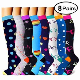 Compression Stockings Sport Compression Socks 3/6/7/8 Pairs Per Set Soccer Sports Wear Female Male Men Women Gift Persent 220105