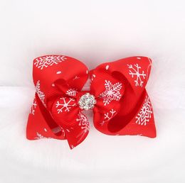Baby Girls Christmas Headbands Bow Feather Boutique Children Hair Accessories Kids Elastic Grosgrain Ribbon Hairbands