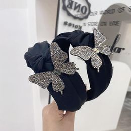 New Fashion Women Headband Top Quality Butterfly Rhinestone Hairband Center Knot Headwear Hair Accessories