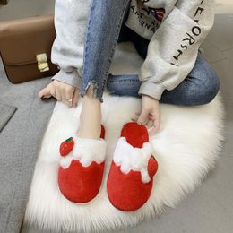 Slippers 2021 Women Warm Home Cartoon Fruit Strawberry Banana Comfortable Soft Bottom Indoor Casual Short Furry Couple Shoes