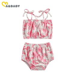 3-24M Summer Flower born Baby Girls Clothes Set Cute Toddler Infant Bow Vest Shorts Outfits Costumes 210515