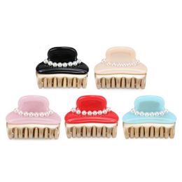 Small Hair Claw - Pearl Holder For Women Lady Fashion Accessory Ornament Cellulose Acetate Clamp Tiara Clips & Barrettes