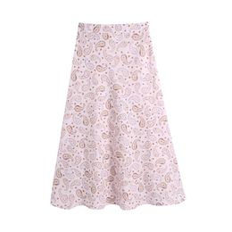 Elegant paisley summer skirt for women Fashion beach ankle-legth lady Casual chic elastic female 210430