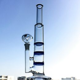Straight Tube Glass Bongs 10 Inch Height Hookahs Triple comb Oil Dab Rigs Bridcage Perc Water Pipes 14mm Female Joint With Bowl