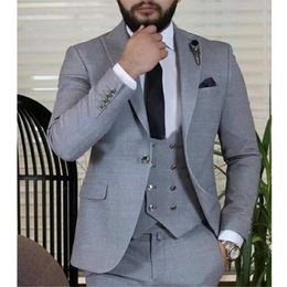 grey slim fit prom suits Canada - Men's Suits & Blazers Grey Suit 3 Piece Slim Fit Prom Wedding For Men Latest Designs Formal Groom Tuxedo Business Set ( Jacket+Vest+Pants)