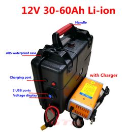 Waterproof 12V 30Ah 40Ah 45Ah 50Ah 60Ah Lithium li ion battery 12v bms for street light power bank scooter laptop Ebike+charger