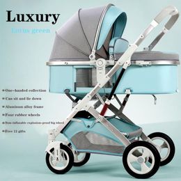 7.5Kg Reversible Luxury Baby Stroller 2 In 1 Portable High Landscape Mom Pink Travel Pram Infant Pushchair Strollers#1