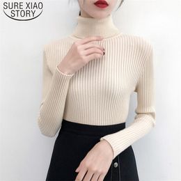 Spring Autumn Winter Women Sweater Solid Turtleneck Female Casual Pullover Full Sleeve Warm Soft Knitted ladyoffice 6033 210510