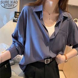 Plus Size Blusas Loose Blouse Tops Long Sleeve Woman Shirt Fashion Autumn Office Lady Clothing Casual Korean Cardigan 10934 210527