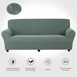 Jacquard Water Resistant sofa cover sofa Slipcover Elastic plain Colour sofa cover for living room 1/2/3/4 places 211102