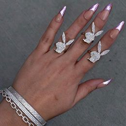 Cluster Rings Ins Hip-hop Ring Vintage Animal Cubic Zirconia Open Finger Adjustable For Women Girls Fashion Jewelry Gift