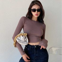 WOMENGAGA 8 Colours Simple Knitted Elastic Threaded Legging's Autumn/winter Fitted Short Base T-shirt Top Girl Female GYJZ 210603