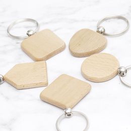 Party Favour Beech Wood Keychain Pendant Bank Carving DIY Keychains Luggage Decoration Key Ring Buckle Creative Birthday Gift SN3300