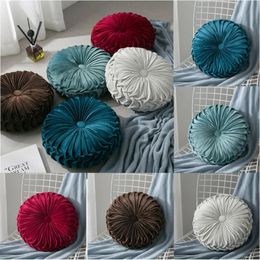 Cushion/Decorative Pillow 35x35cm Round Pumpkin Decorative Cushion / Back Corduroy Velvet Fold Sofa Seat Terrace Floor Decoration