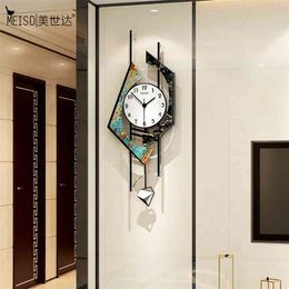 MEISD Quality Acrylic Watch Pendulum Wall Clocks Retro Wall Art Paintings Home Decor Vintage Silent Quartz Horloge 210325