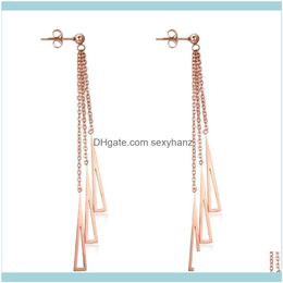 Jewelryfashion Cocktail Party Jewellery Women Statement Long Chandelier Dangle Earrings Rose Gold Stainless Steel & Drop Delivery 2021 B0Nwr