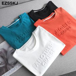 spring summer Women basic Letter T-shirt Casual Loose short sleeve bottom candy Colour cotton T-shirt Female Thick Tops 210317