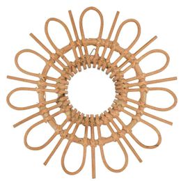 Mirrors 1Pc Retro Hand-woven Wall Mirror Home Decorative Makeup Light Brown