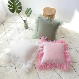 Nordic Feather Pillow Cushion Sofa Floor Princess Pink Girl Home Office Pography Props Seat Cushion/Decorative