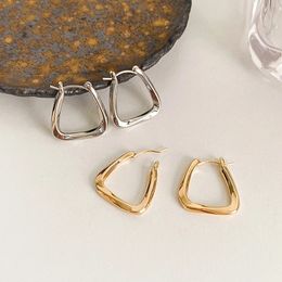 Gold Silver Color Irregular Metal Earrings Geometric Twisted Hoop Earrings Women Square Shape Earring Girls Party Jewelry