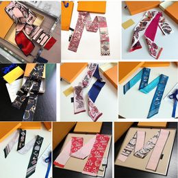 The new double-layer main silk ribbon design printed women's silk scarves fashion headscarf brand handbag ribbon small long scarf GHHC6787