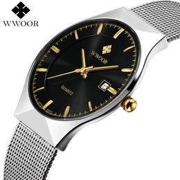 VIP WWOOR-8016 Ultra thin Fashion Male Wristwatch Top Brand Luxury Business Watches Waterproof Scratch-resistant Men Watch 210329